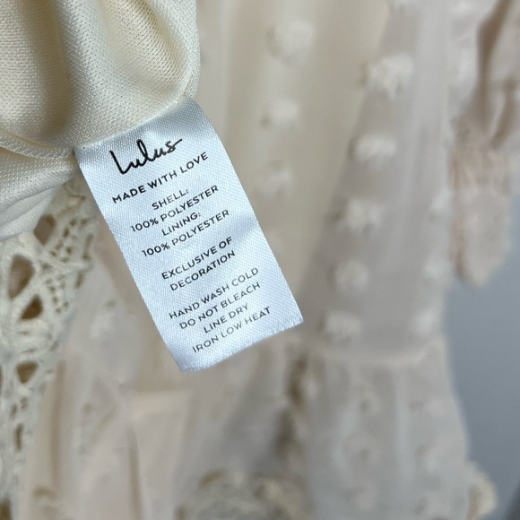 LULUS - NEW/NWT - Lust Or Love Cream Embroidered Lace Long Sleeve Dress. Medium. - Picture 13 of 13